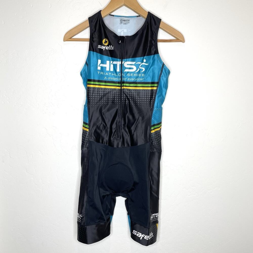 Safetti Tri Suit Womens XL Safety Black Blue Triathlon HITS